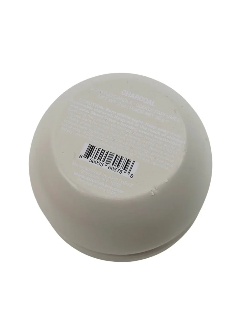 Apotheke Mini Tin Candle Charcoal Scent 2oz White Tin Black Wax 15 Hr Burn Time